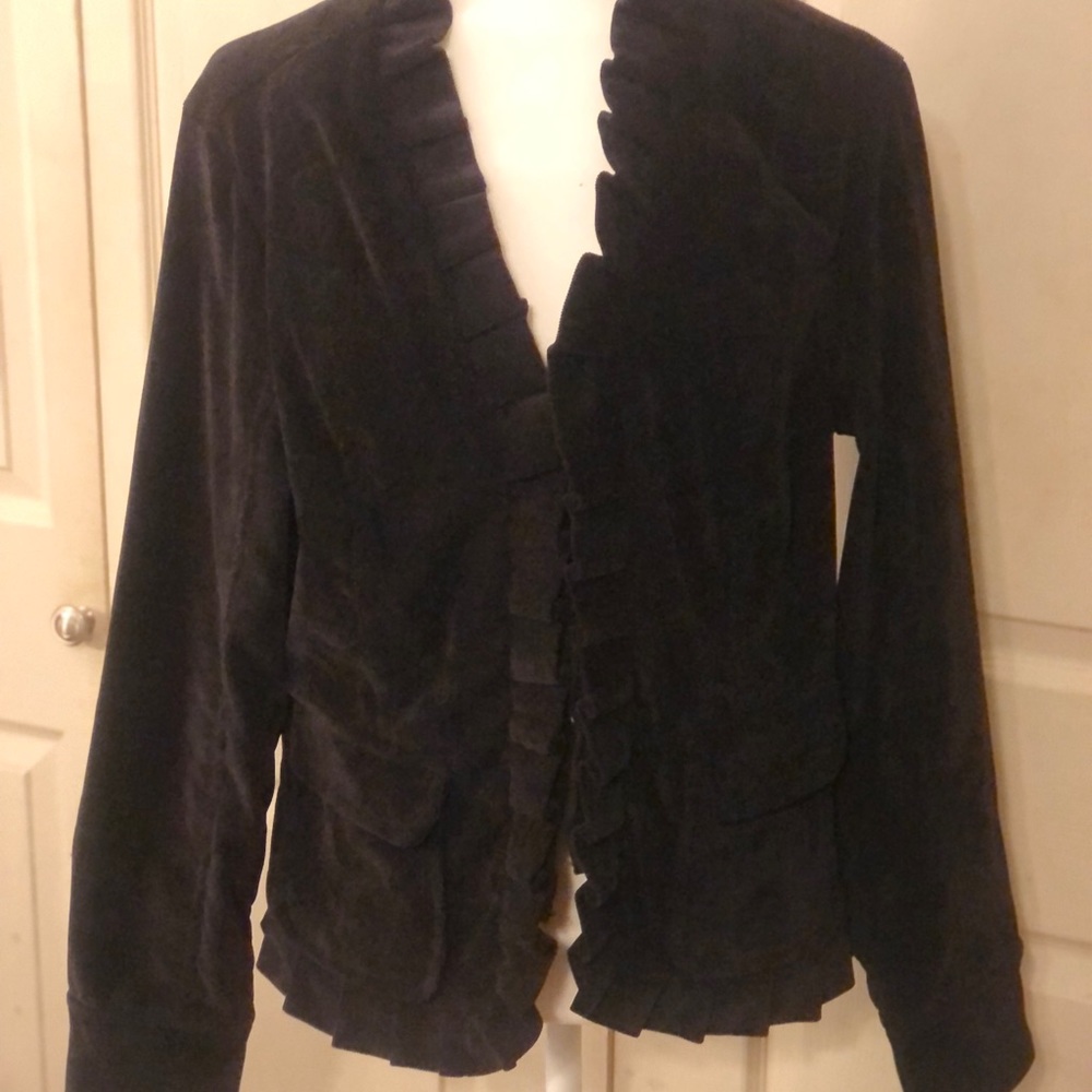 Black Thin Corderoy jacket with ruffled edge